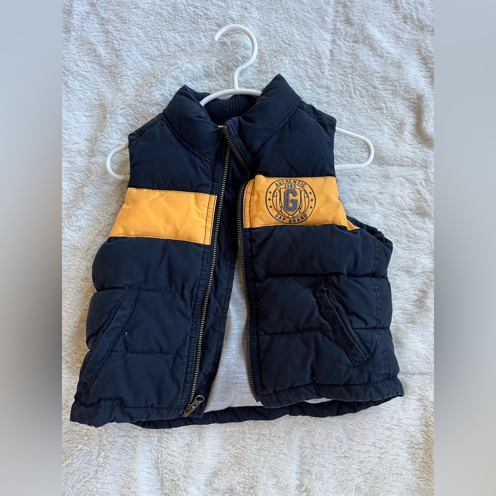 BabyGap Navy and Yellow Puffer Vest